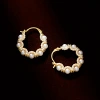 Hyacinth sweet lace-trimmed full diamond woven pearl earrings, a new, high-end, light luxury and niche design of sparkling zirconium earrings Specification image
